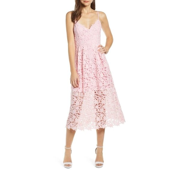 ASTR the Label Lace A-Line Midi Dress in Blush Pink Size S - Picture 1 of 9